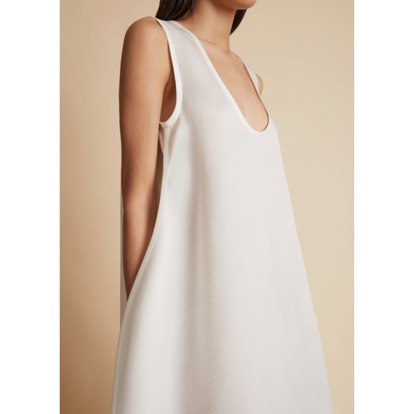 KHAITE Coli Silk Gazar Midi Dress in Chalk White Size 2 - Picture 5 of 15